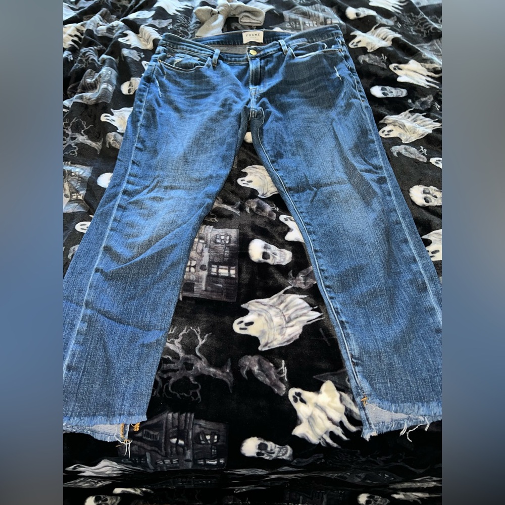 Frame Denim Le Garcon Scorpion Ankle Crop Raw Hem Jeans